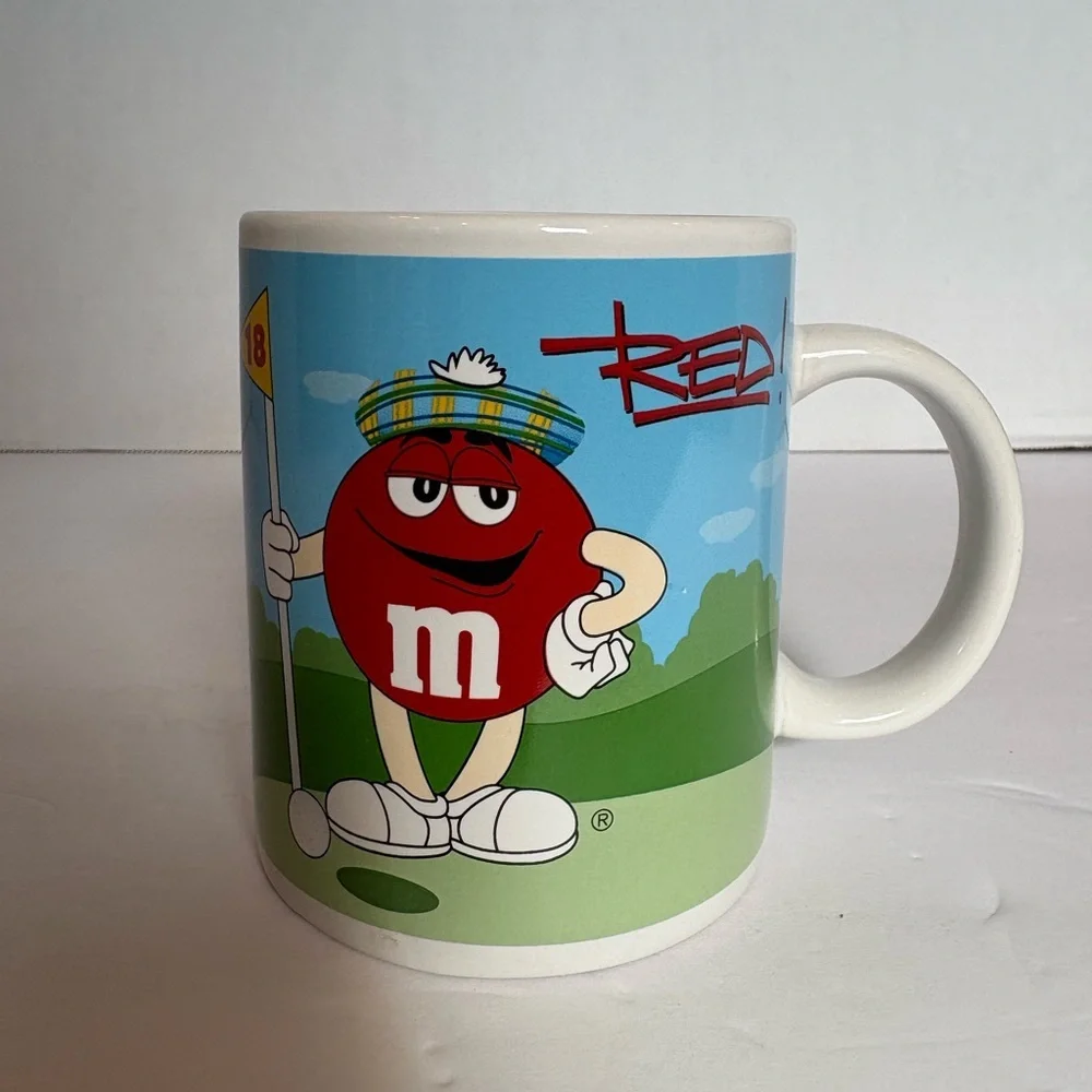 Vintage M&M’s blue football M&M & red golf M&M 12 oz. Coffee mug